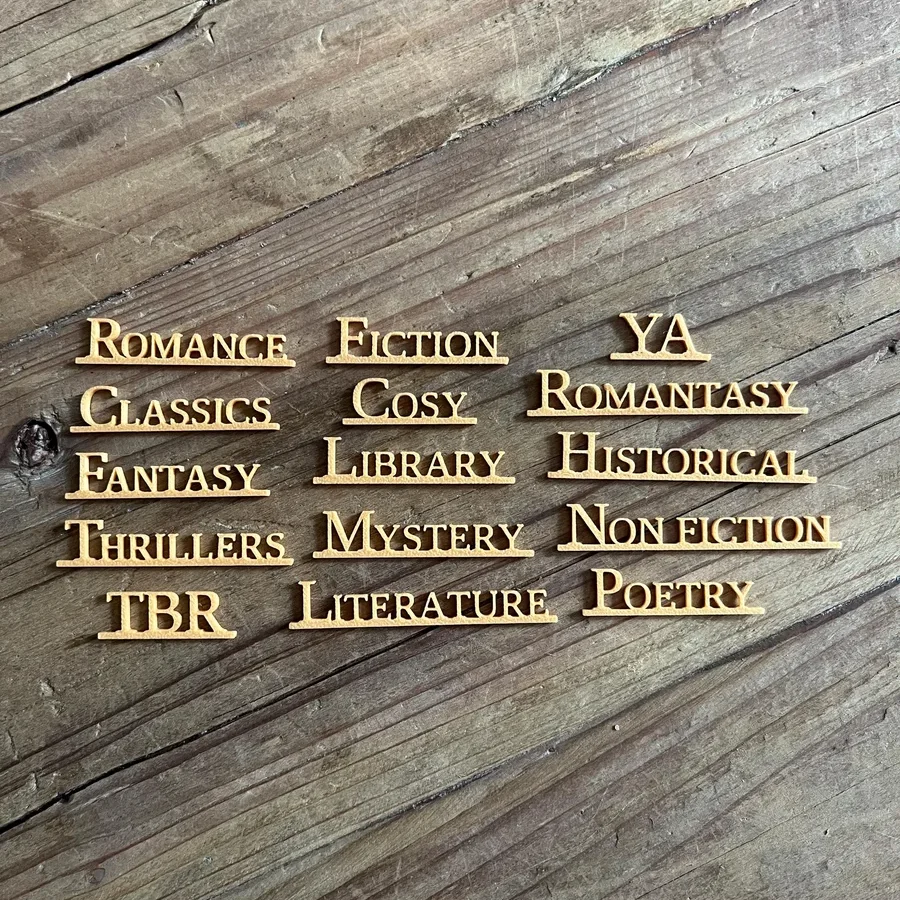 Miniature Genre Labels - Dollhouse Library Signs